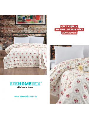 ETEHOMETEX ÇİFT KİŞİLİK BASKILI PAMUK PİKE KANAVİÇE 8696474231841